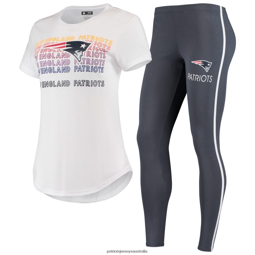 Women Concepts Sport White/Charcoal Sonata T-Shirt & Leggings Lounge Set ZZ06V22889 Patriots Jersey Clothing