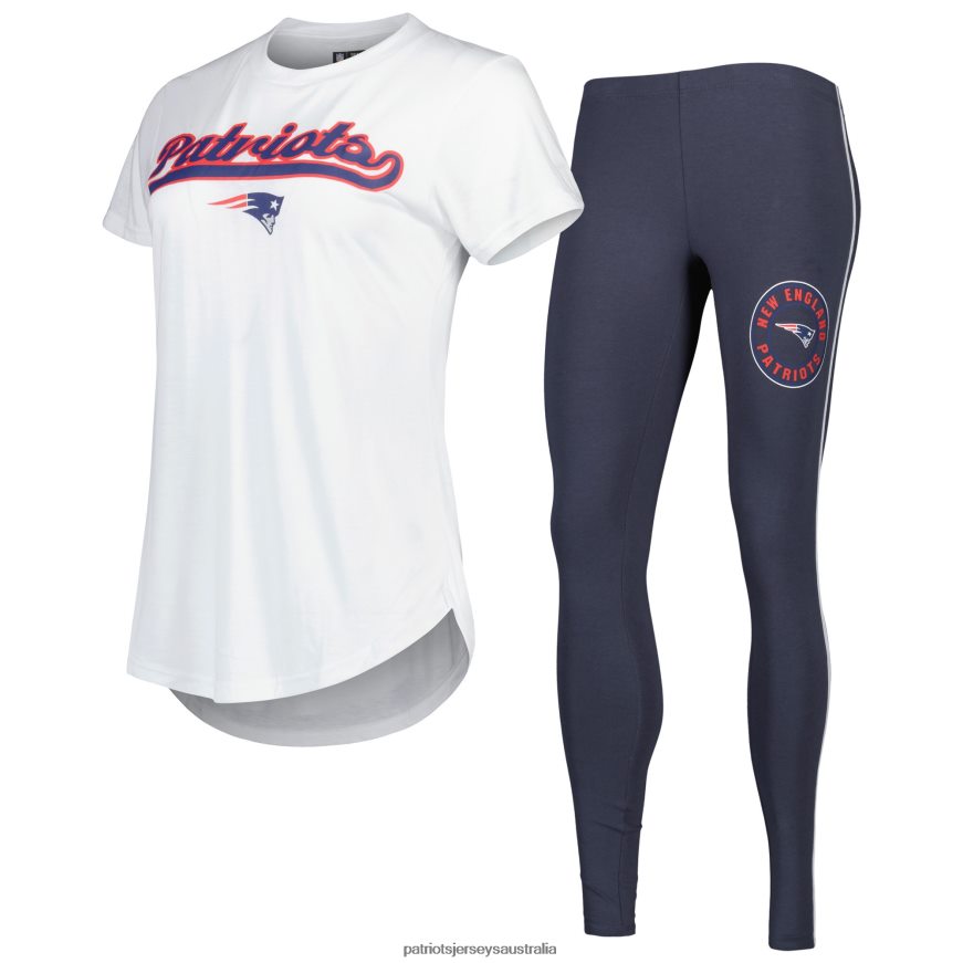 Women Concepts Sport White/Charcoal Sonata T-Shirt & Leggings Sleep Set ZZ06V22879 Patriots Jersey Clothing