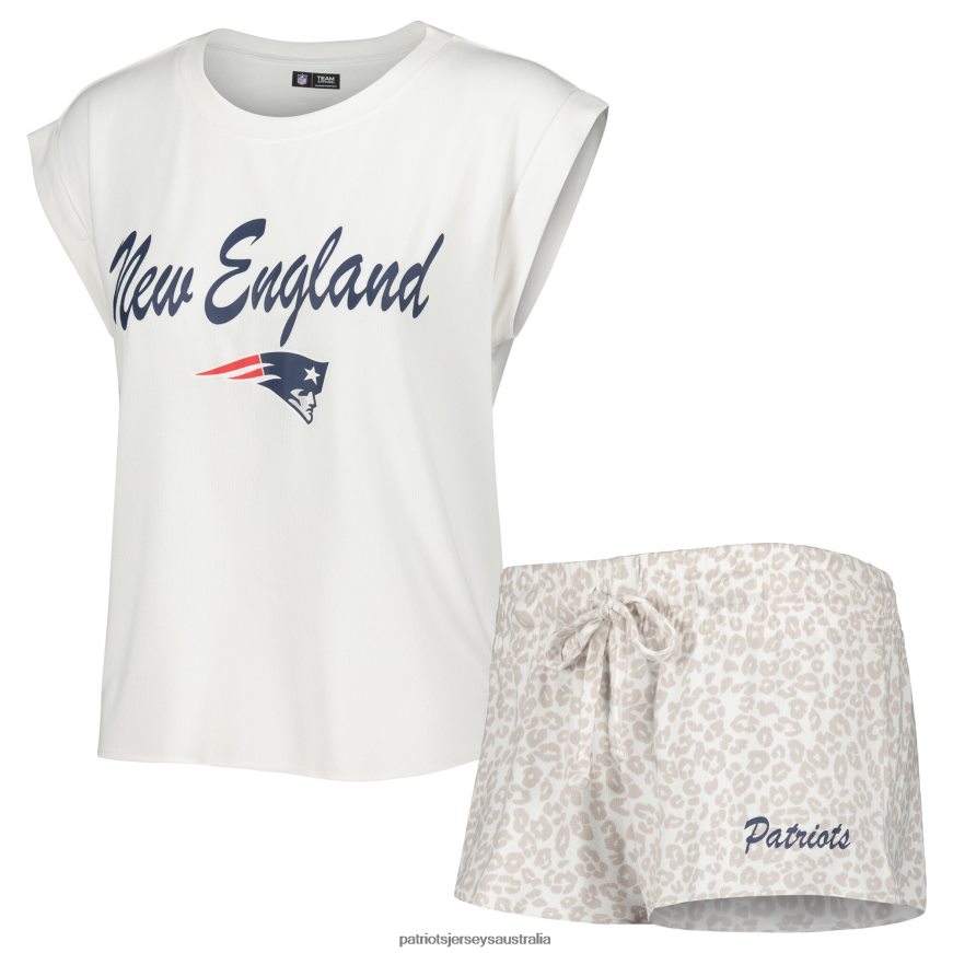 Women Concepts Sport White/Cream Montana Knit T-Shirt & Shorts Sleep Set ZZ06V22859 Patriots Jersey Clothing