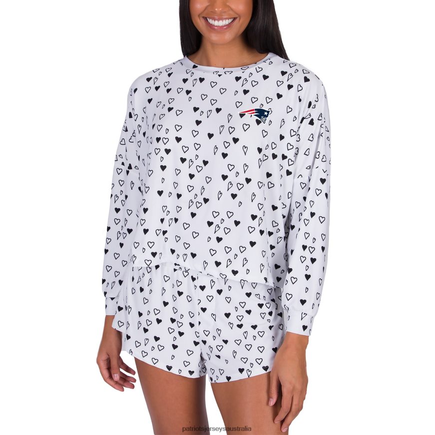 Women Concepts Sport White Epiphany Long Sleeve Top & Shorts Set ZZ06V22886 Patriots Jersey Clothing