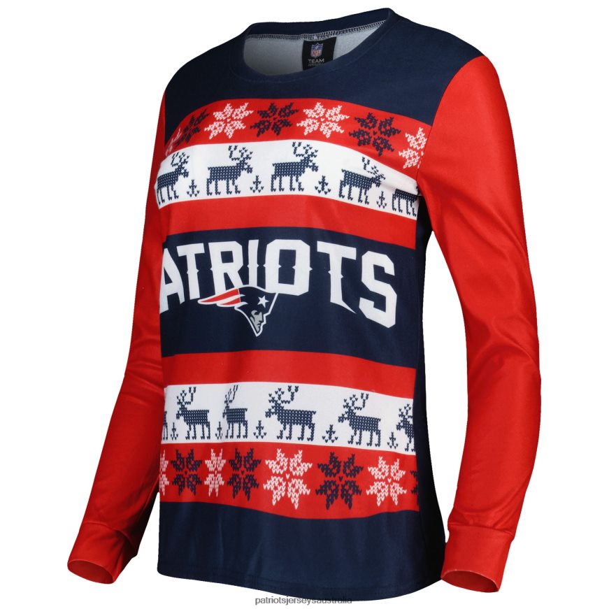 Women FOCO Navy Holiday Ugly Pajama Set ZZ06V22873 Patriots Jersey Clothing