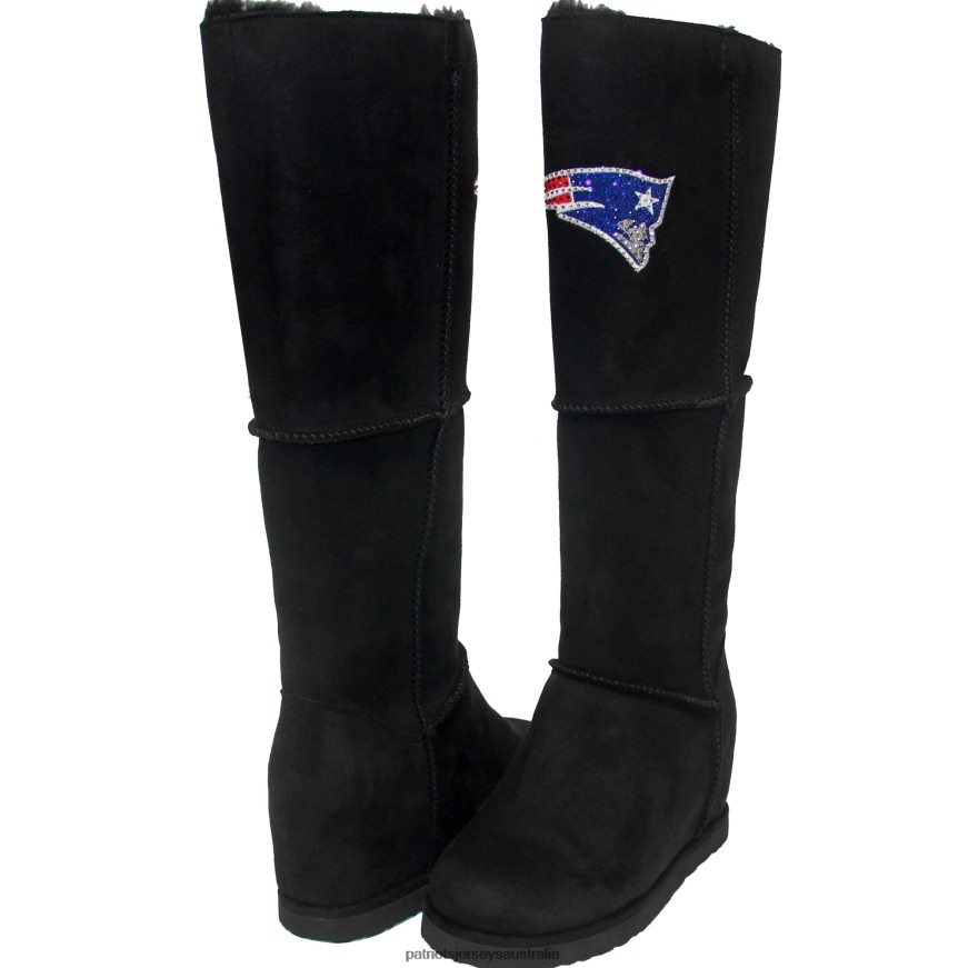 Women Cuce Black Suede Knee-High Boots ZZ06V22238 Patriots Jersey Footwear